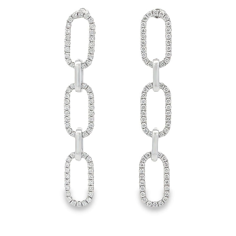 Genuine .99ct Diamond Dangle Earrings 14KT White Gold