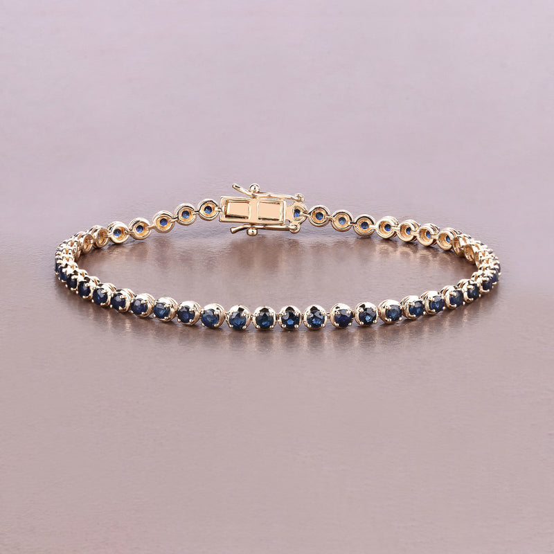 3.13 Carat Genuine Blue Sapphire 14K Yellow Gold Bracelet