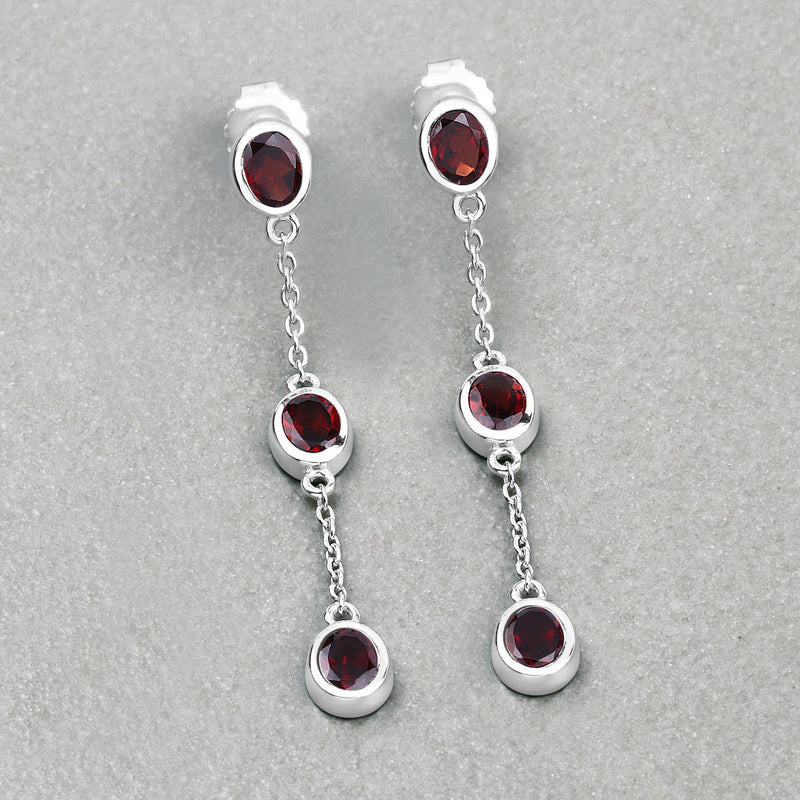 2.70 Carat Genuine Garnet .925 Sterling Silver Earrings