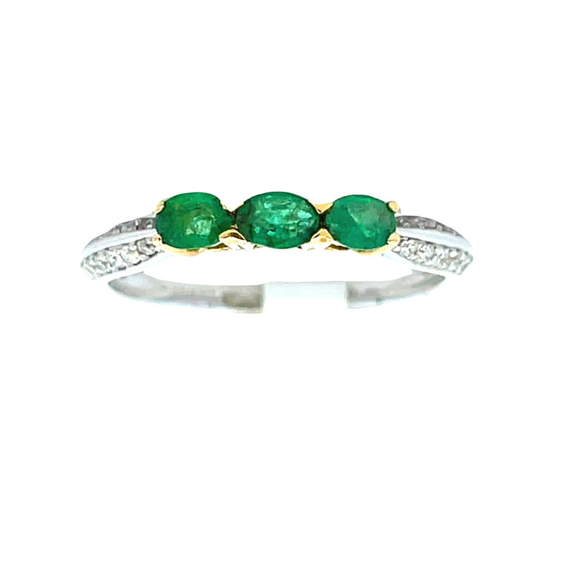 Genuine .53ct Emerald Diamond Ring 18KT 2 Tone Gold