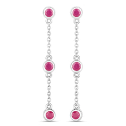 0.78 Carat Genuine Ruby .925 Sterling Silver Earrings