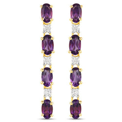 1.68 Carat Genuine Amethyst and White Topaz .925 Sterling Silver Earrings