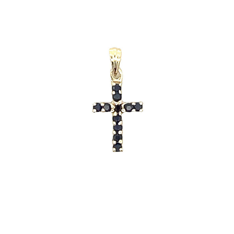 .21ct Sapphire Cross Religious Pendant 10KT Yellow Gold