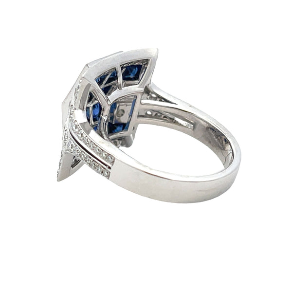 Natural 3.56ct Sapphire Diamond Ring 18KT White Gold