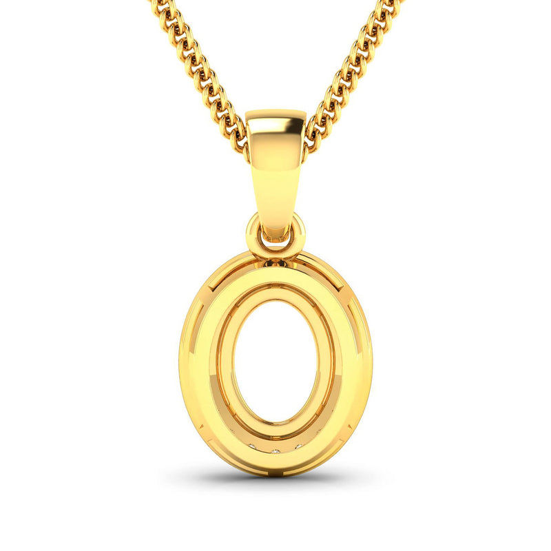 0.18 Carat Genuine White Diamond 14K Yellow Gold Semi Mount Pendant - holds 8x6mm Oval Gemstone