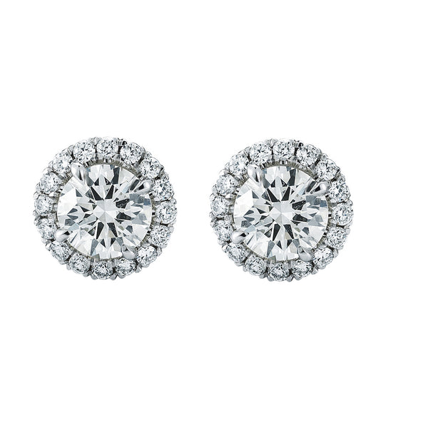 Cubic Zirconia Silvertone Halo Stud Earrings