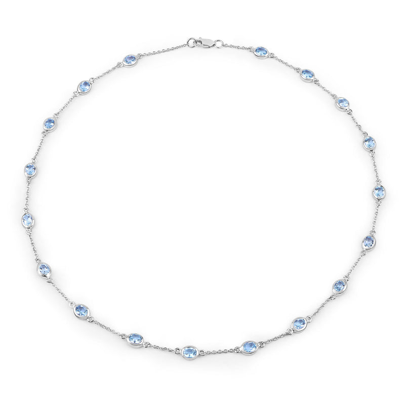 6.48 Carat Genuine Blue Topaz .925 Sterling Silver Necklace