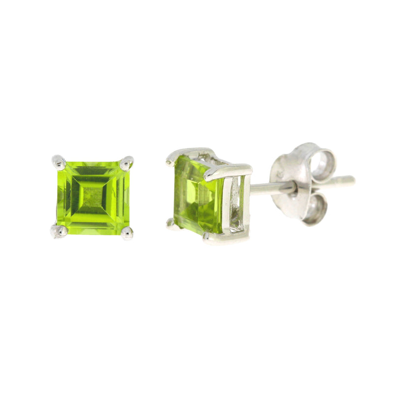 Genuine 1.50ct Peridot Stud Earrings Sterling Silver