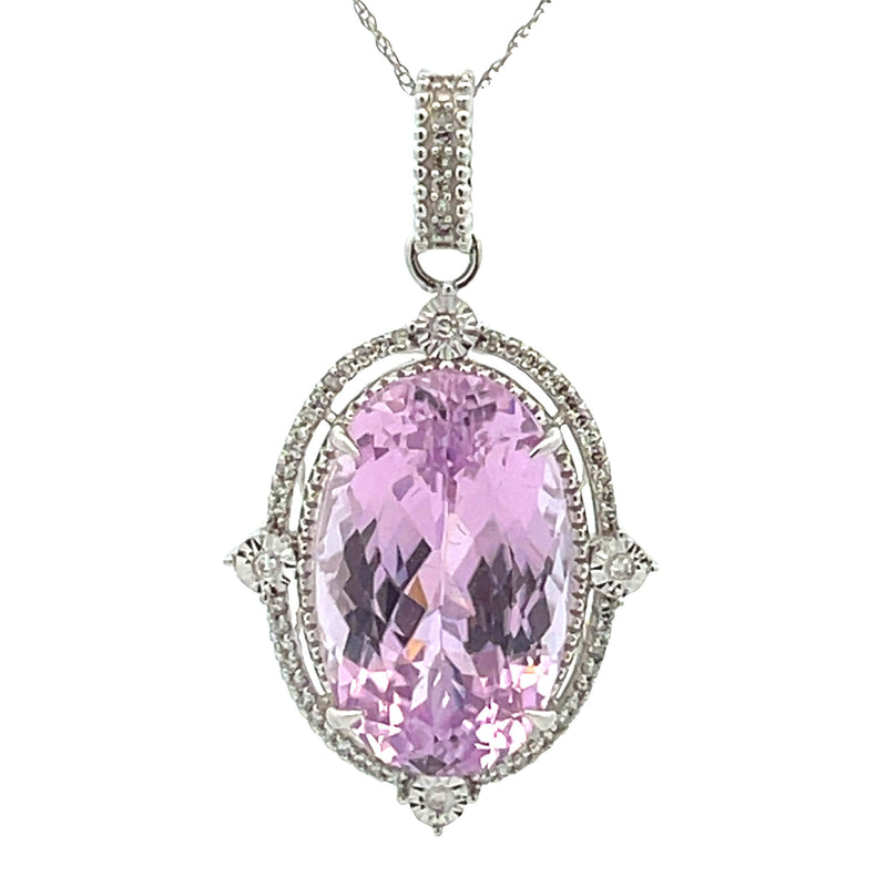 Kunzite Diamond Fashion Pendants 14KT White Gold