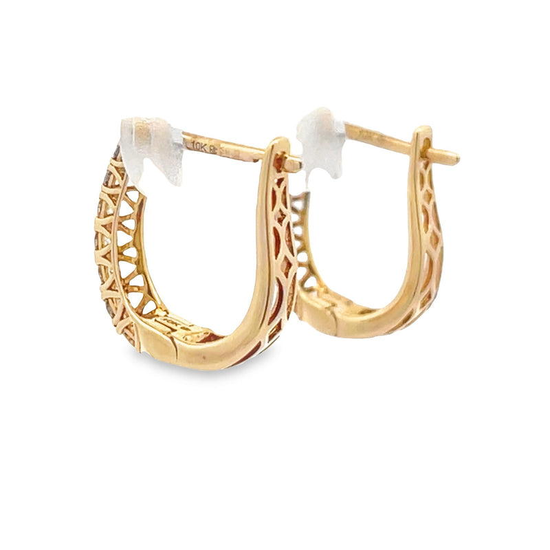 Genuine .25ct Diamond Hoop Earrings 10KT Yellow Gold