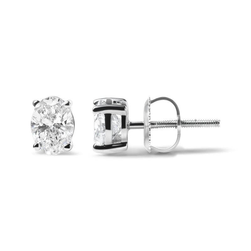 14K White Gold 3/4 Cttw Oval Shape Lab Grown Diamond Solitaire Stud Earrings (F-G Color, VS1-VS2 Clarity)