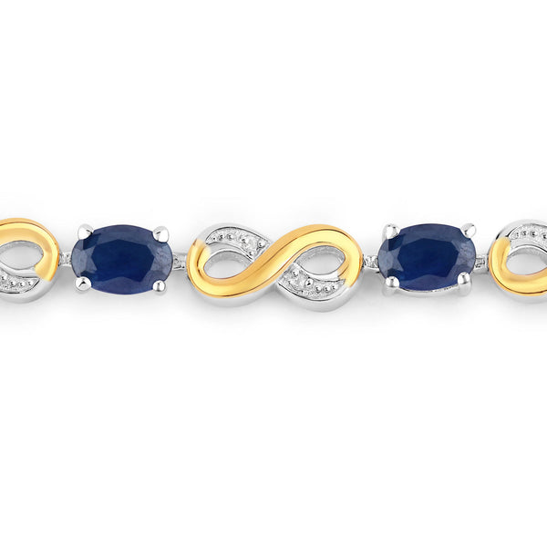 1.95 Carat Genuine Blue Sapphire and White Topaz .925 Sterling Silver Bracelet