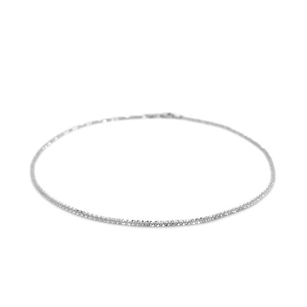 14k White Gold Sparkle Anklet 1.5mm