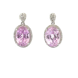 10.71ct Kunzite Diamond Earrings 14KT White Gold