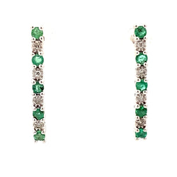 .04ct Emerald Diamond Stick Earrings 14KT White Gold