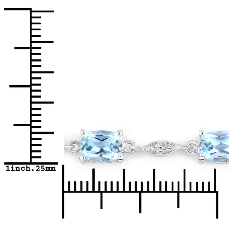 7.12 Carat Genuine Blue Topaz and White Topaz .925 Sterling Silver Bracelet