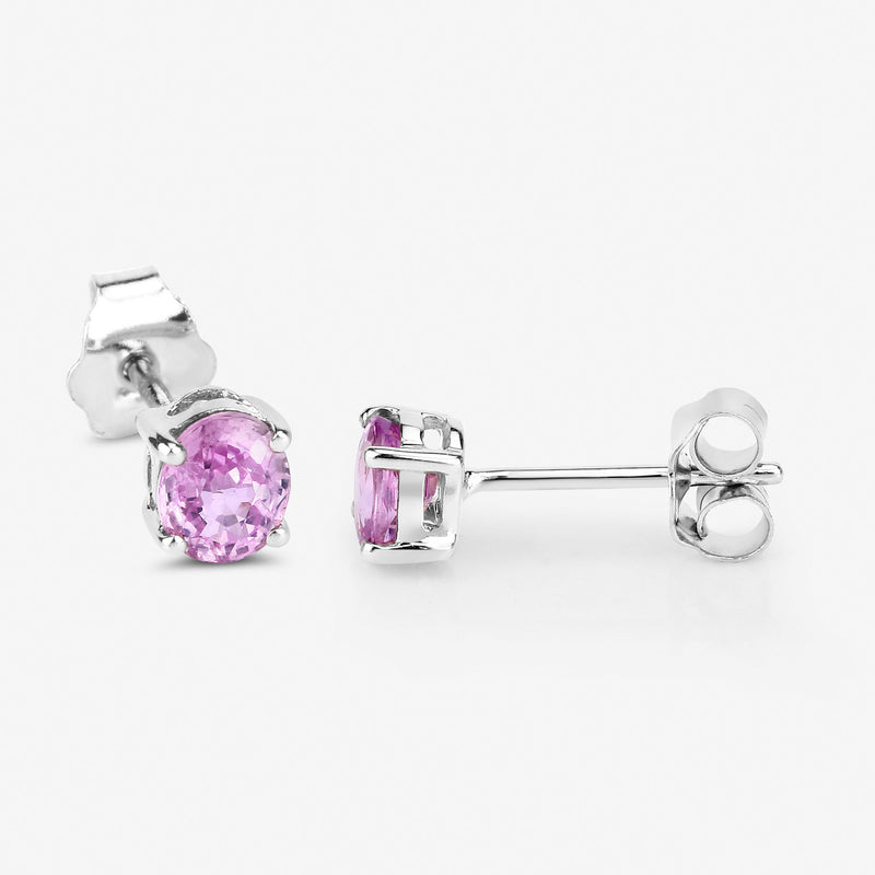 0.96 Carat Genuine Pink Sapphire 14K White Gold Earrings