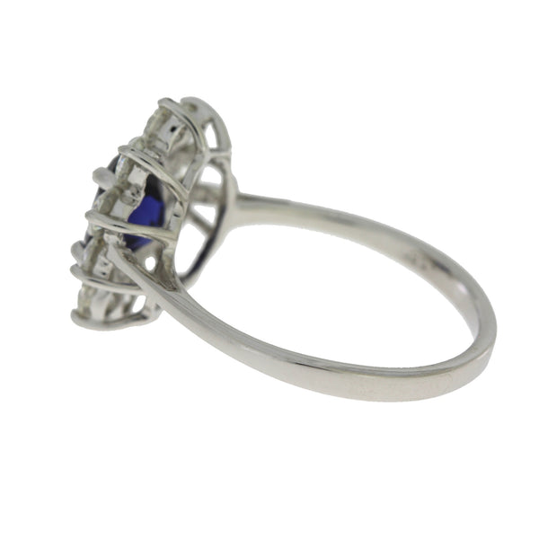 Created Sapphire Moissanite Ring Sterling Silver