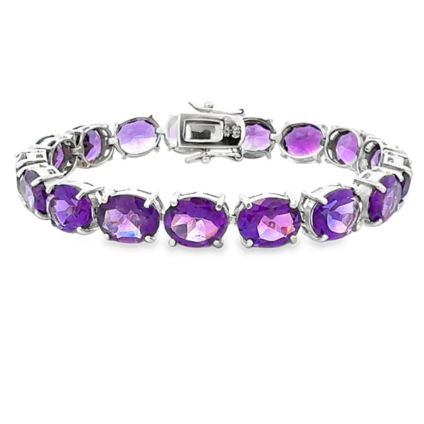 40.00ct Amethyst Tennis Bracelet Sterling Silver