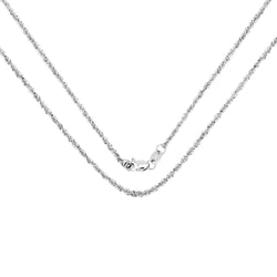 14K White Gold 18inch 1.5mm Lite Rope Chain with Lobster Clasp