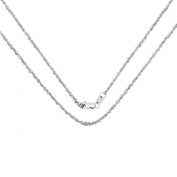 14K White Gold 18inch 1.5mm Lite Rope Chain with Lobster Clasp