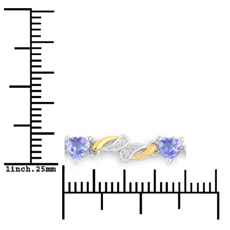 0.61 Carat Genuine Tanzanite and White Sapphire .925 Sterling Silver Bracelet