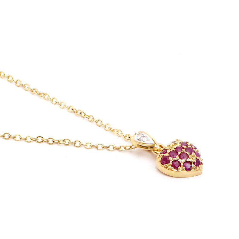 0.71 ctw Ruby & Diamonds 18K Gold Plated Designer Pendant 18 in