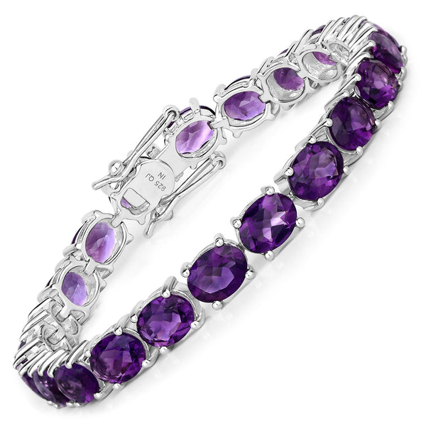 23.10 Carat Genuine Amethyst .925 Sterling Silver Bracelet