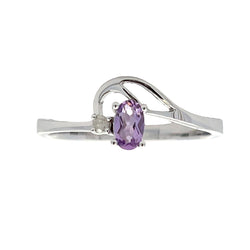 Natural .02ct Amethyst Diamond Ring 10KT White Gold