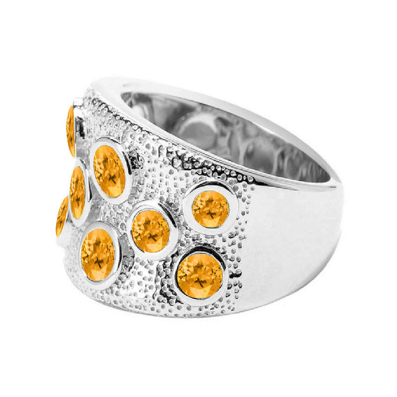 Sterling Silver with Natural Citrine Wide Band Ring