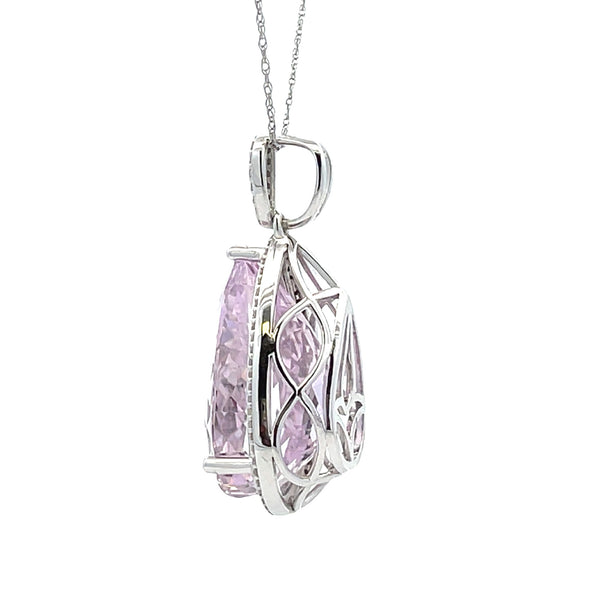 Kunzite Diamond Fashion Pendants 14KT White Gold