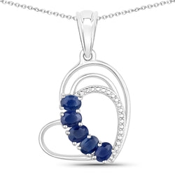 1.00 Carat Genuine Blue Sapphire .925 Sterling Silver Pendant