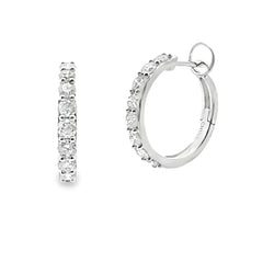 Natural 1.00ct Diamond Hoop Earrings 14KT White Gold