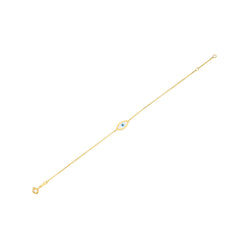 14k Yellow Gold MOP Evil Eye Bracelet (1.00 mm)