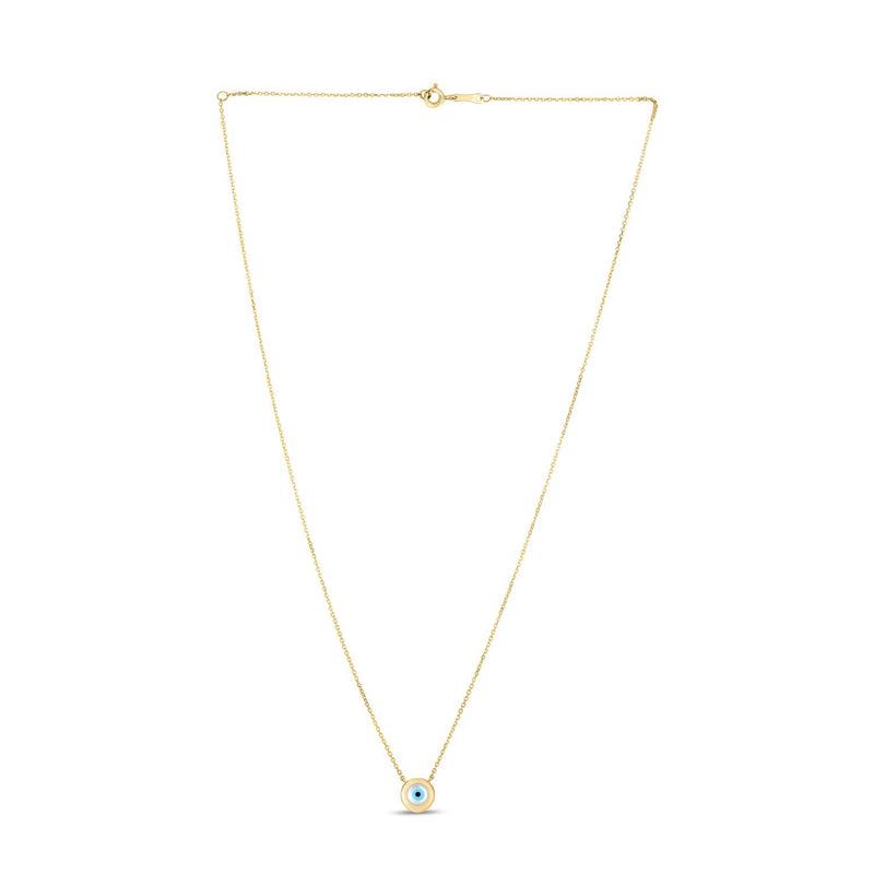 14k Yellow Gold MOP Evil Eye Necklace