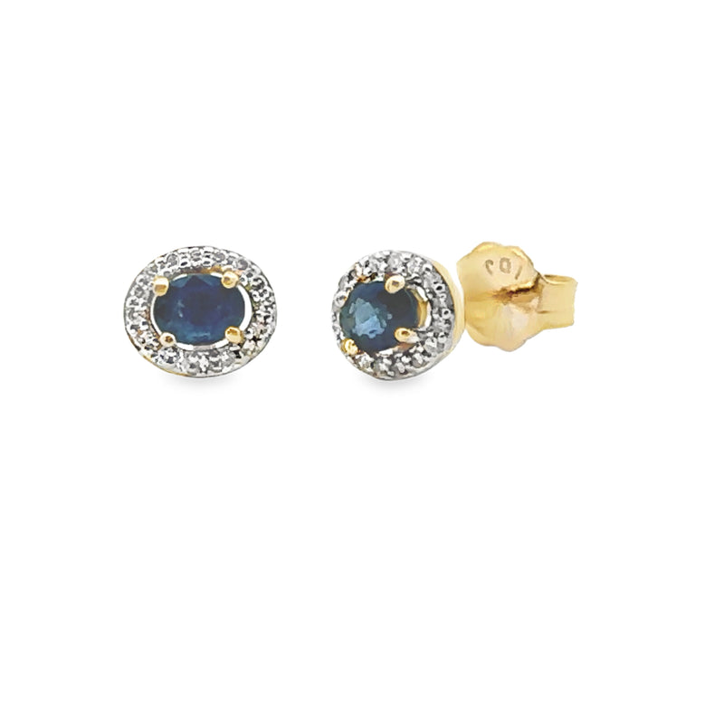 .56ct Sapphire Diamond Earrings 10KT Yellow Gold