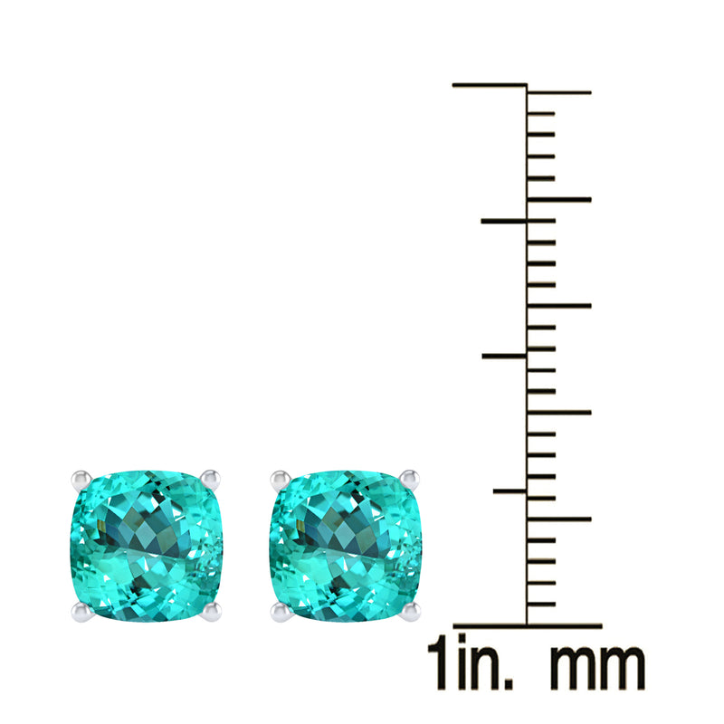 V3 Jewelry Cushion Paraiba Tourmaline 925 Sterling Silver Stud Earrings Gift for Her