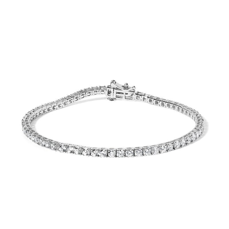 14K White Gold Lab Grown 4.00 Cttw Round Brilliant Cut Diamond Prong Set Classic Tennis Bracelet - 7" (F-G Color, VS2-SI1 Clarity)