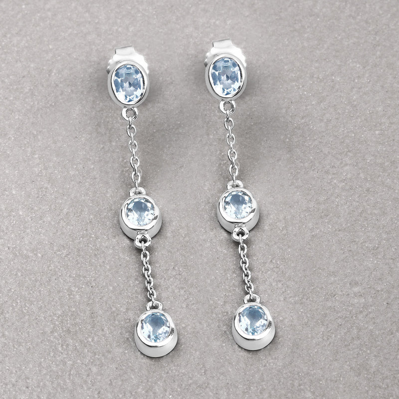 2.16 Carat Genuine Blue Topaz .925 Sterling Silver Earrings