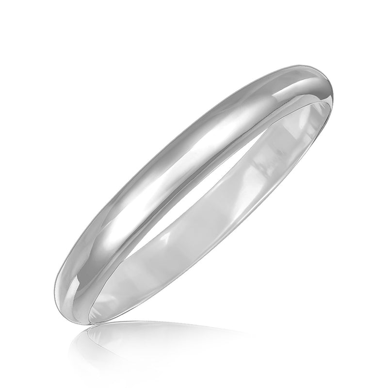 Sterling Silver Dome Style Bangle with Rhodium Plating