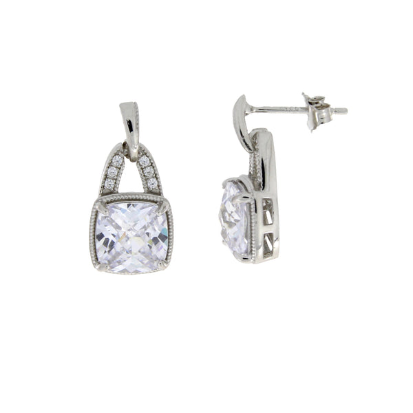 Natural Cubic Zirconium Dangle Earrings Sterling Silver