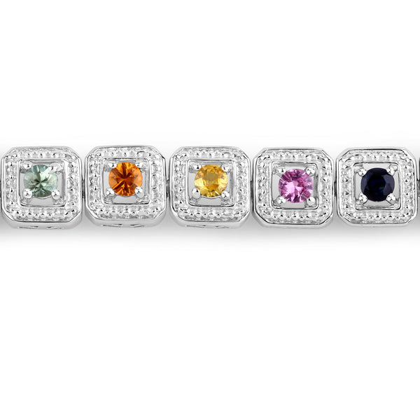 1.21 Carat Genuine Multi Sapphire .925 Sterling Silver Bracelet