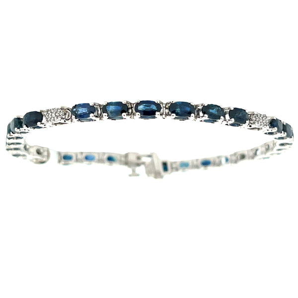 8.80ct Sapphire Diamond Tennis Bracelet 14KT White Gold