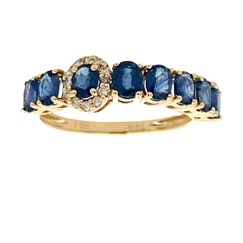 Sapphire Diamond Fashion band rings 14KT Yellow Gold