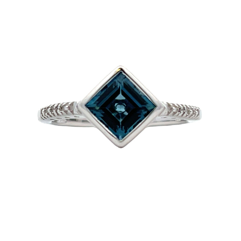 1.25ct London Blue Topaz Diamond Ring Sterling Silver