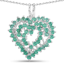 1.53 Carat Genuine Emerald .925 Sterling Silver Pendant