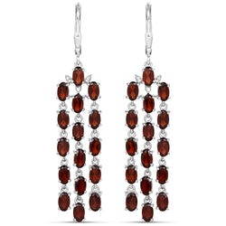 8.96 Carat Genuine Garnet .925 Sterling Silver Earrings