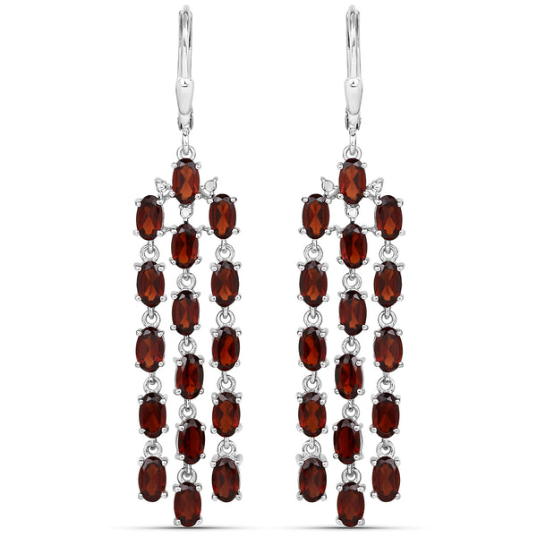 8.96 Carat Genuine Garnet .925 Sterling Silver Earrings