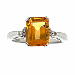 Natural 2.68ct Citrine Diamond Ring 10KT White Gold