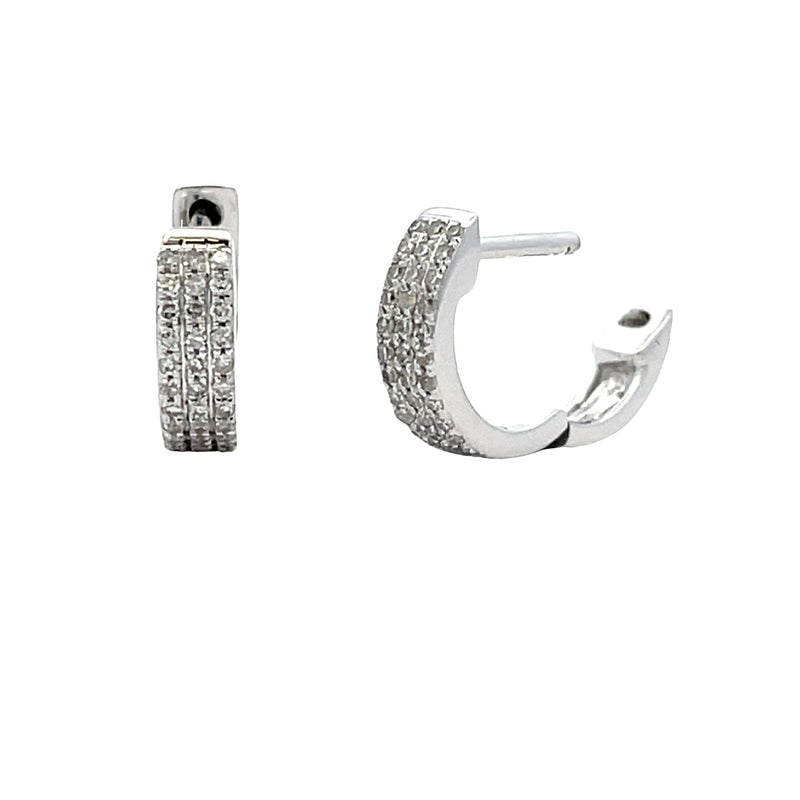 Genuine .17ct Diamond Hoop Earrings 14KT White Gold